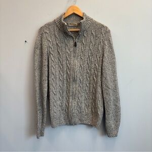 Luca Nobili Medium Cable Knit Cardigan Sweater Gray Full Zip Wool Blend